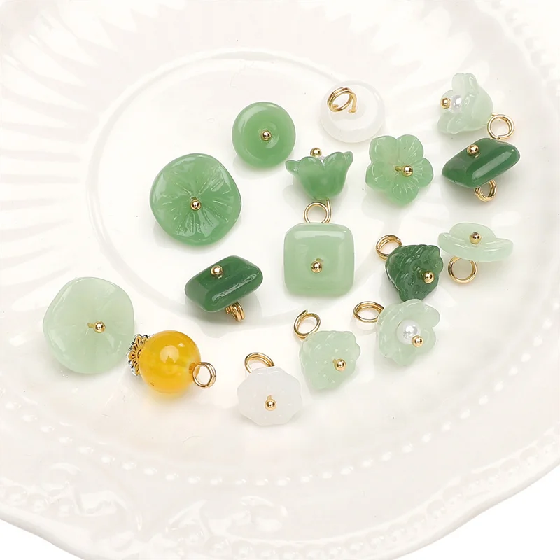 5Pcs Glass Beads Imitation Jade Beads Buttons for DIY Needlework Clothing Button Retro Diy Craft Supplies Sewing Accessories