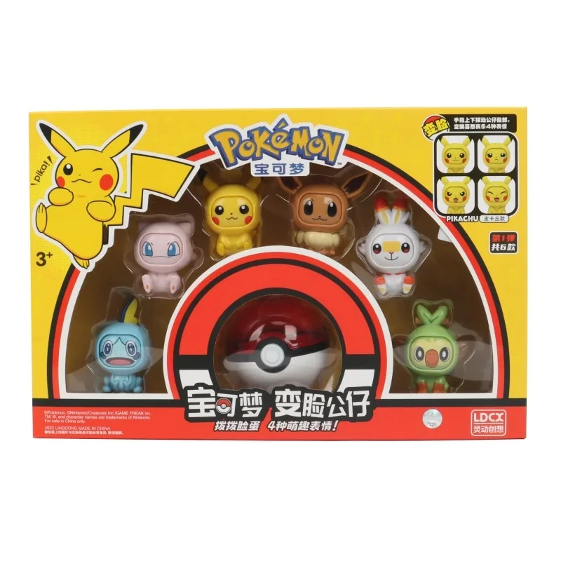 Figura de acción de Pokémon que cambia la cara, muñeco Kawaii de Dragon Ball, monstruo de bolsillo, Pikachu, 12 tipos, juguete para niños