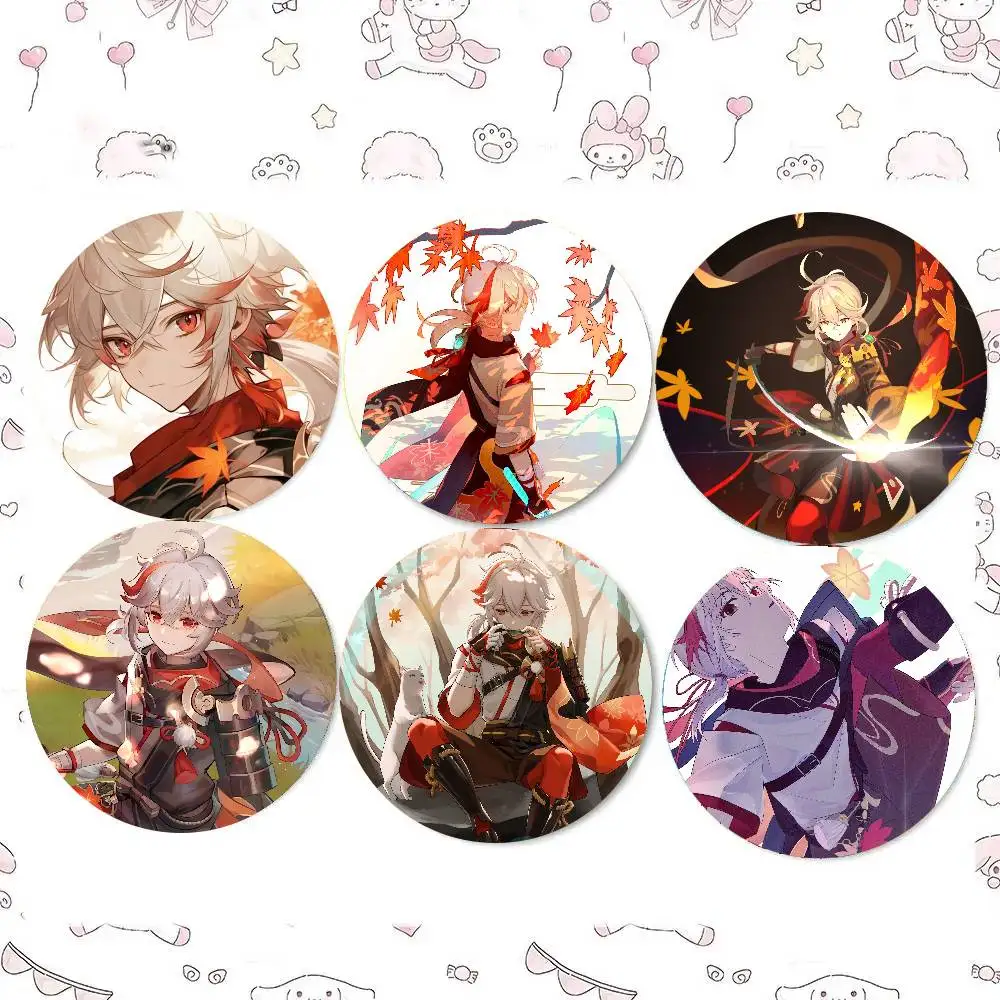 Genshin Impact Kaedehara Kazuha Badge Tinplate Meme Round Brooch For Hat Bag Creative Lapel Jewelry Accessories Gifts