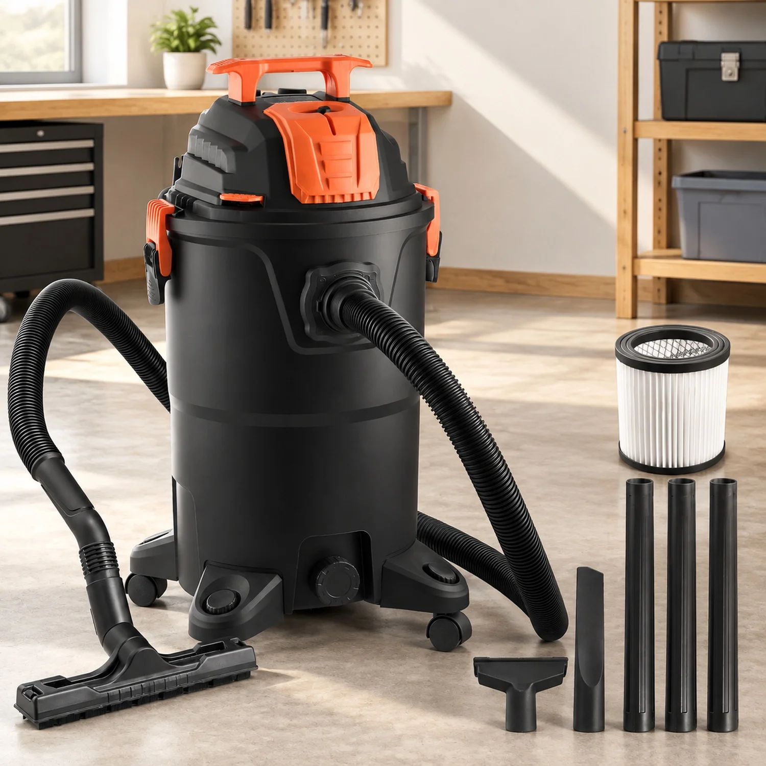 Shop Vac, 8 Gallon Wet Dry Vacuum, 4.5 Peak HP Portable with One-Button Self-Cleaning, Dual-Filter, 900W Input Power, 1.25in x