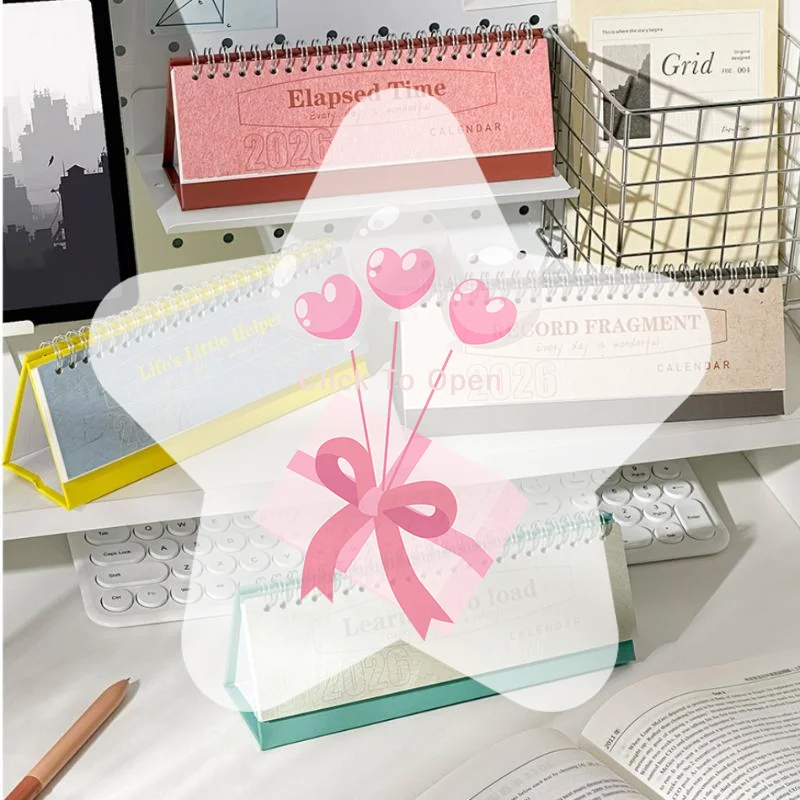 

2026 Korean Calendar Simple, Fresh And Creative Desktop Decoration Plan Check In Notebook