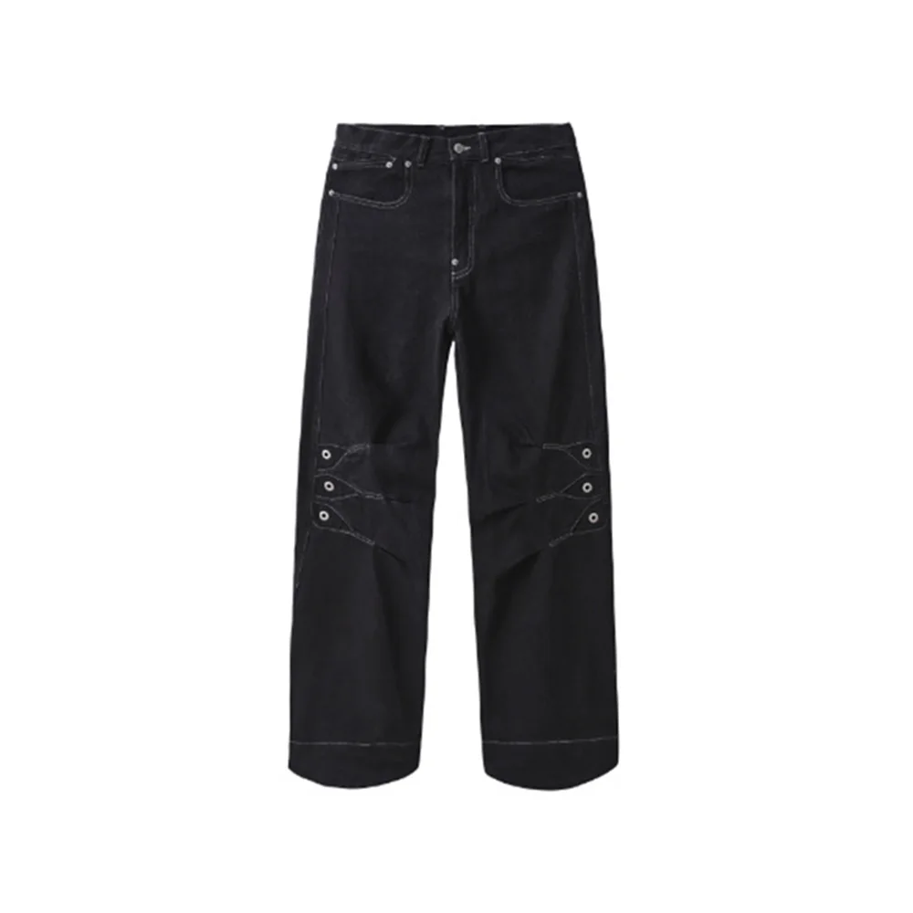 Summer New Men's Solid Color Straight Jeans American Retro Casual Fashion Trend Hip-Hop High Street Simple Loose Men's Bottoms