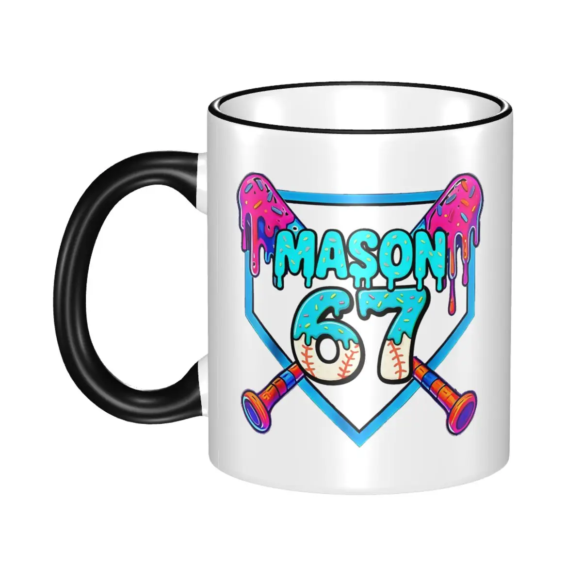 

Mason 67 Funny Ice Cream Drip Baseball Meme Design Coffee Mug Novelty Tea Cups For Home