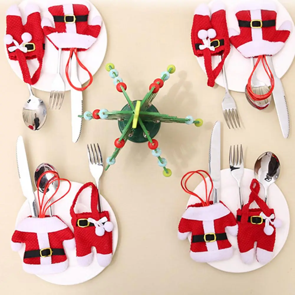 8 Pcs Christmas Cutlery Holders Xmas Tableware Sleeve Knife Fork Spoon Cover Cutlery Pouch Dining Table Utensil CoverFestive