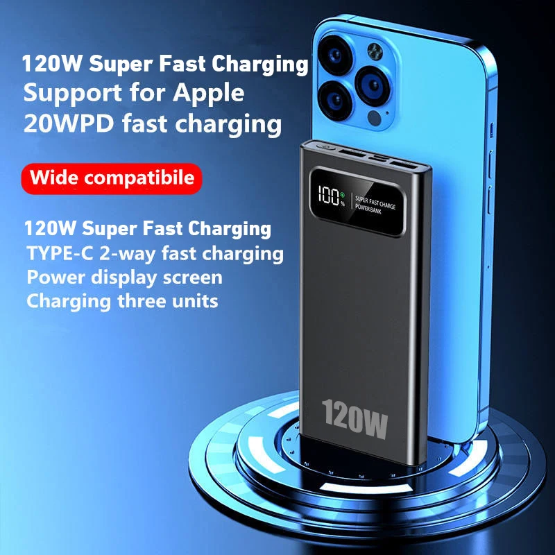 Xiaomi 200000mAh 120W Power Bank Super Fast Charging Battery High Capacity Digital Display Powerbank For iPhone Samsung Huawei