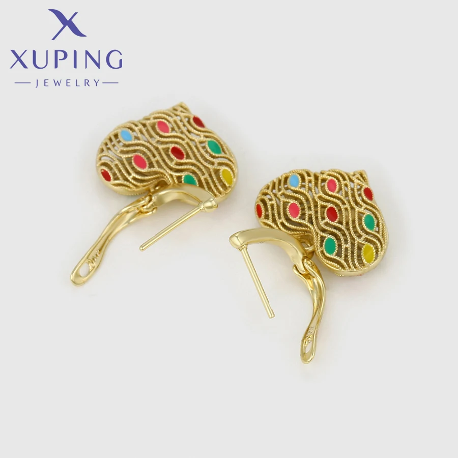 Xuping Jewelry Charm Fashion Copper Alloy Love Heart Light Gold Color Hoop Earrings for Women Girl Party Gift X000909413