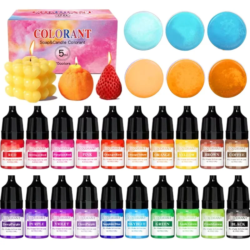 

20 Colors 5ml Candle Dyes Pigment Aromatherapy Liquid Colorant Pigment DIY Candles Mold Handmade Crafts Soap Coloring Pigment