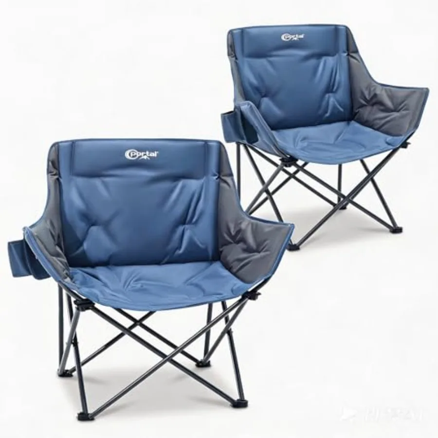 

32" Oversized Camping Chair Foldable Heavy Duty 350 lb Padded Ergonomic Seat for Big and Tall Adults Pinch-Free Extra Wide Desi