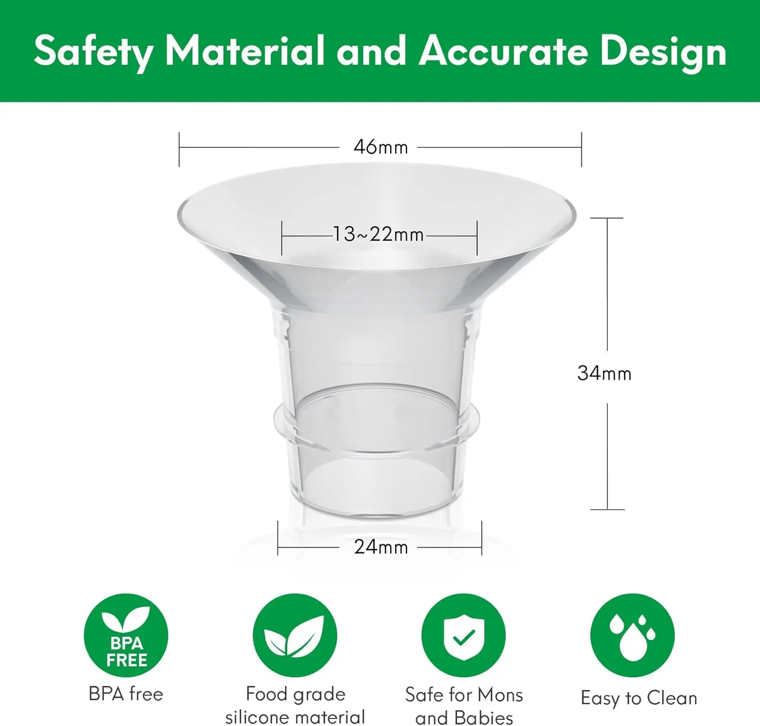 Wearable Wearable Breast Pump, Inserções de Flange, Compatível com Momcozy, XIMYRA, YOUHA, 13mm, 15mm, 17mm, 18mm, 19mm, 20mm, 21mm, 24mm