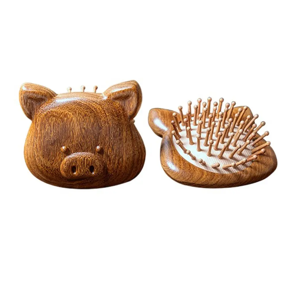 

Деревянная расческа для волос на воздушной подушке, массажная мини-дорожная щетка для волос ручной работы, традиционные поделки, антистатическая щетка для лица с милым котом