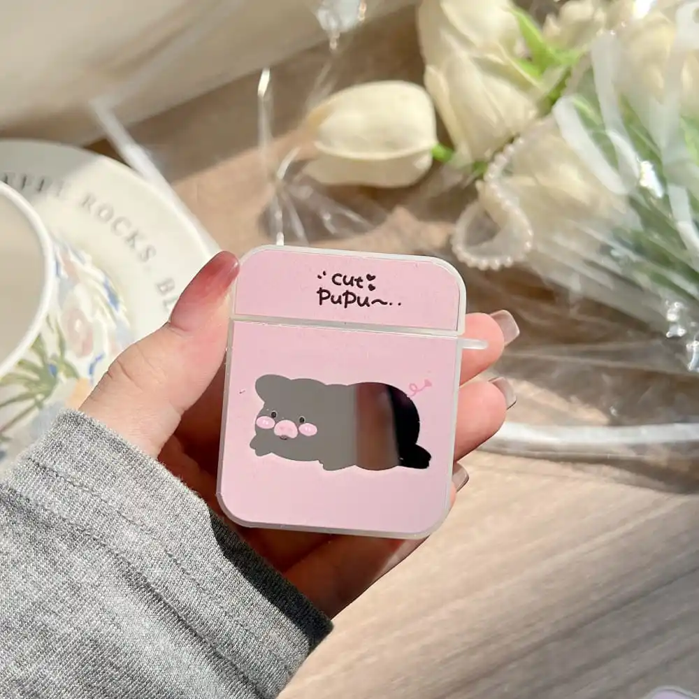 เคสลายการ์ตูนน่ารักรูปหมูแมวสำหรับ airpods 1 2 3rd หูฟังบลูทูธป้องกันสำหรับ airpods Pro ฝาครอบกล่องชาร์จ2rd
