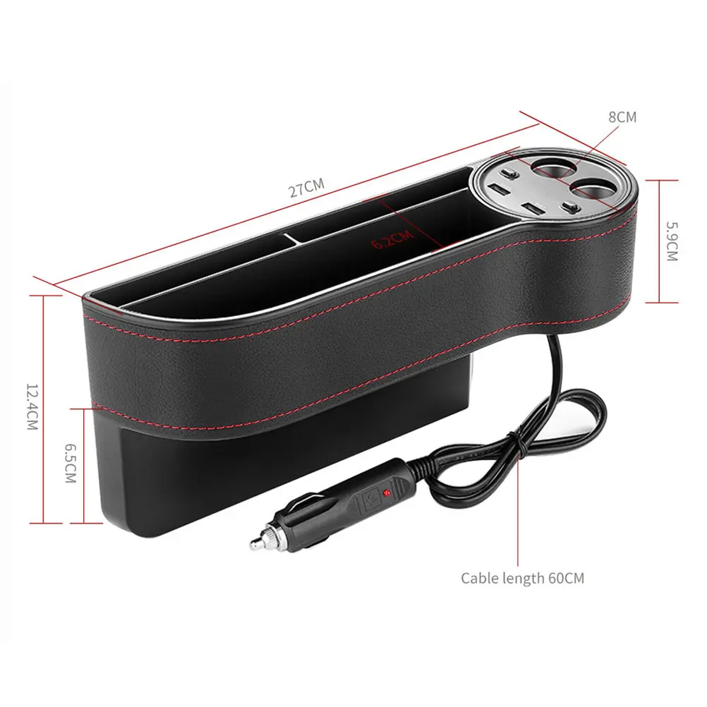 

Многофункциональный автомобильный органайзер-бокс черный, складной, для сиденья, с USB и прикуривателем, для телефона, денег, документов