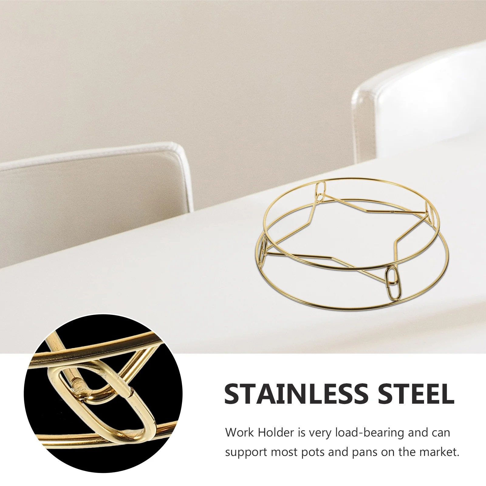 

Stainless Steel Wok Holder Hollow Design Heat Insulated Pot Rack Kitchen Cookware Stand Pan Trivet Anti-Skid Tabletop Cooking