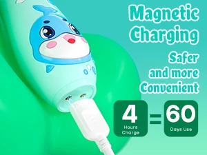 Seago Elektrische Kinderzahnbürste, Delfin-Design, bunt, mit LED, 2 Minuten Smart-Timer, IPX7 wasserdicht, zur Zahnreinigung – Detail 7