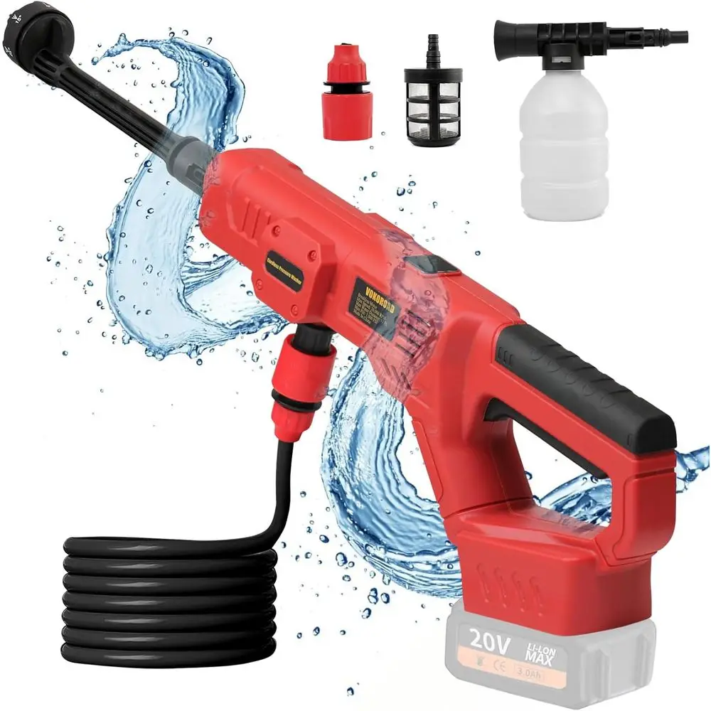 

CordlPrure Washer or M18 Battery, Portable CordlPower Washer 1000PSI, Handheld Car Prure Washer with 6-in-1 Nozzle or Patio Car