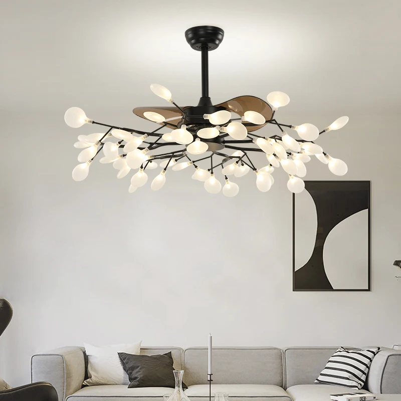 

Light Luxury Creative Led Fan Chandelier Modern Living Bedroom Chandelier With Electric Fan Home Indoor Lighting Fixture