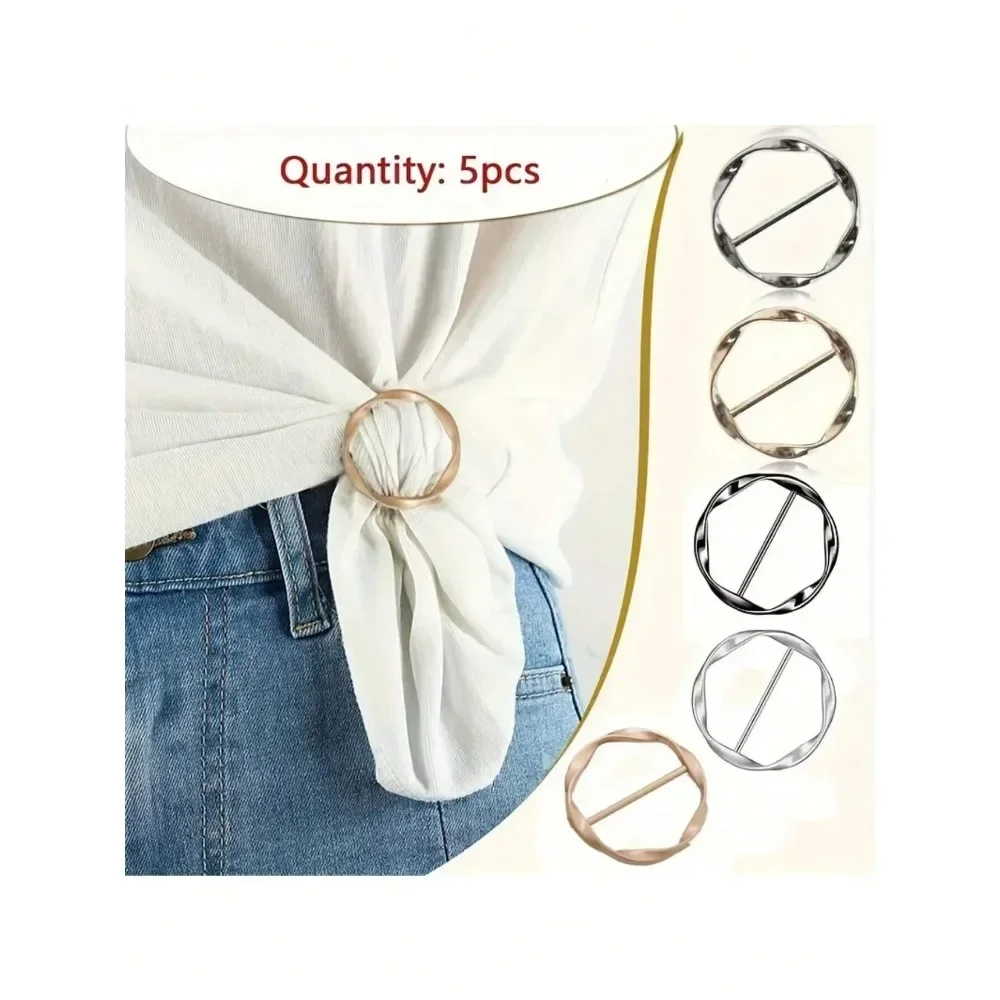 

5pcs Unisex Multifunctional Alloy Buckle Set for Belt Waistband T Shirt Length Adjustable Casual Style Accessory