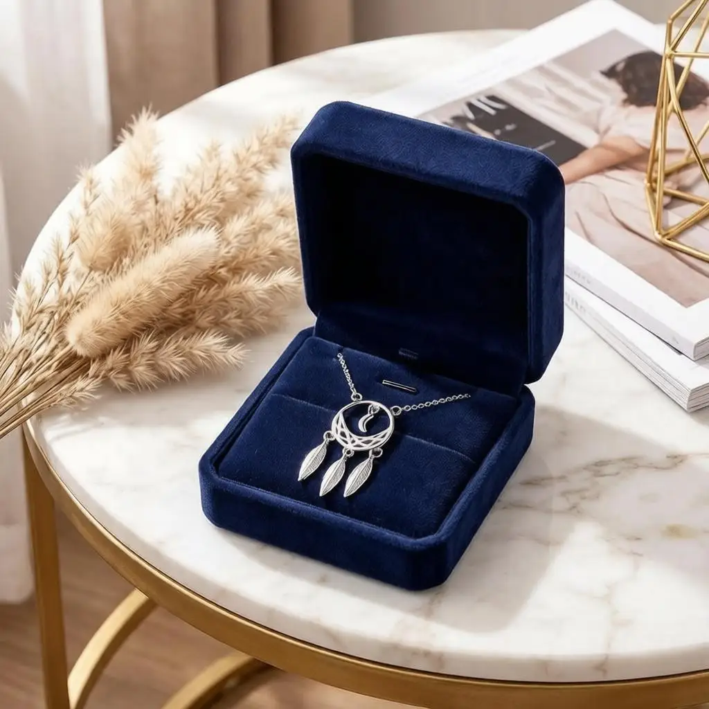 Charm 925 Sterling Silver Tassel Leaf Dream Catcher Pendant Necklaces for Women Girls Engagement Party Jewelry Gift Accessories