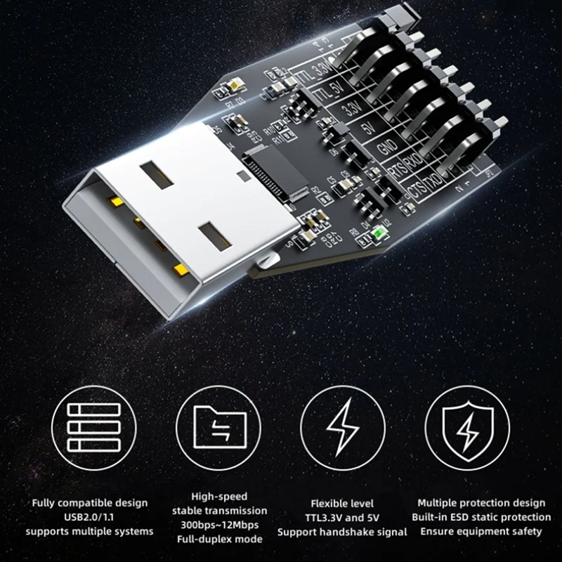 USB to TTL Module Industrial Grade USB to Serial Port Download Cable Hot Sale in Stock