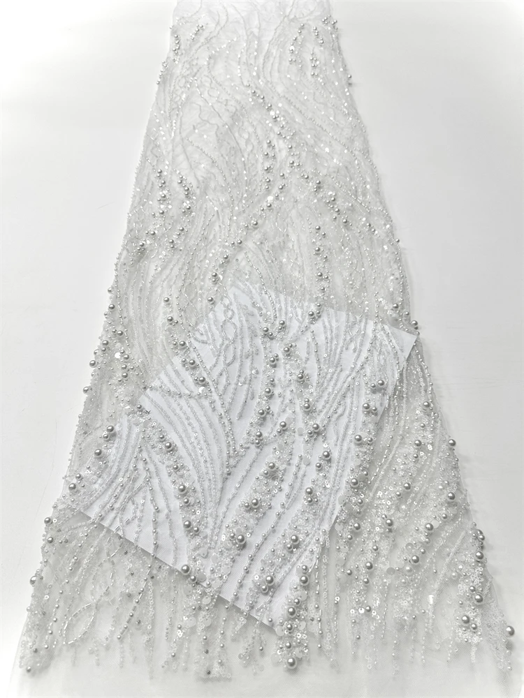 

Африканская сетчатая кружевная ткань 2025 года с блестками, высокое качество, французские бусины, тюль, кружевная ткань для женщин, вечерние платья, материал для шитья