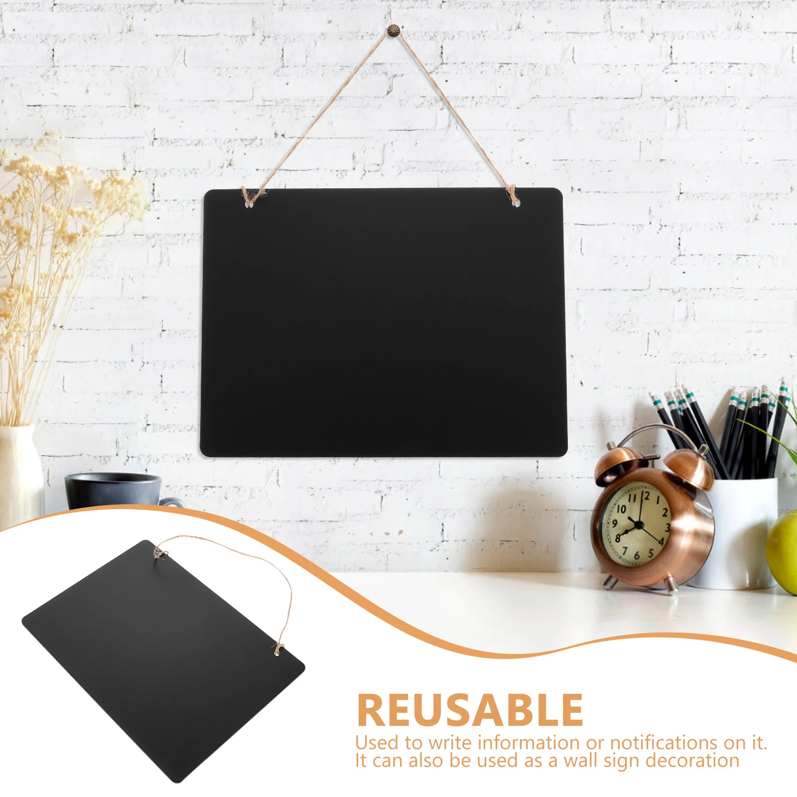 Hanging Chalkboard Sign Erasable Message Board Wall Decor Density Board Easy Setup 160209 Chalkboard Sign