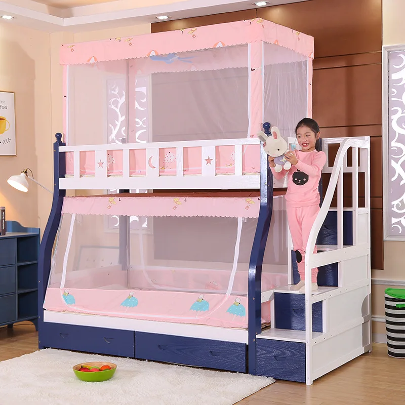 

New High Stretch Dustproof Trapezoidal Mosquito Net Bunk Bed Mother And Child Bed Double Layer Height Difference Home Use