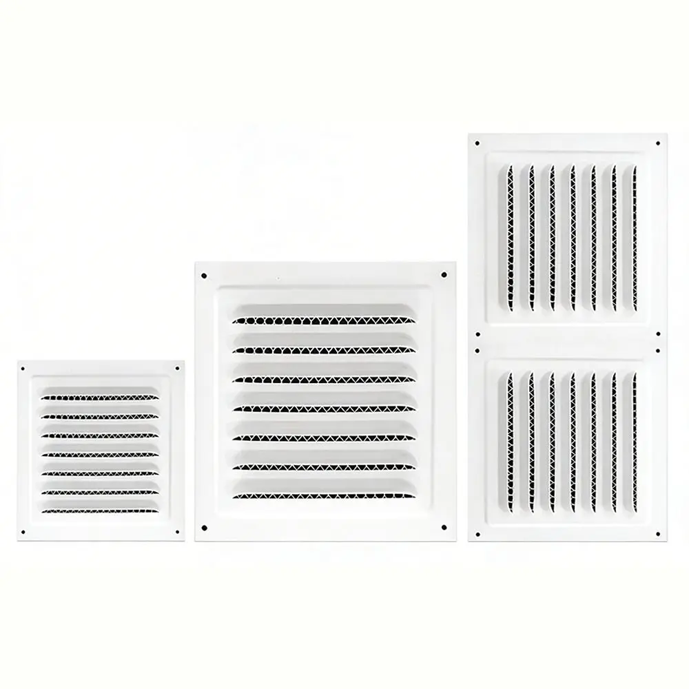 Stainless Steel Metal Vent Cover Built-in Insect Screen White Black Louver Air Vents Grille Square Air Vents Cover
