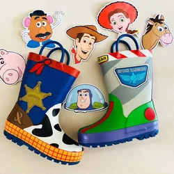 Botas de lluvia de Toy Story de dibujos animados de Disney para niños, Botas de lluvia para estudiantes, zapatos de moda para niños, zapatos cortos antideslizantes