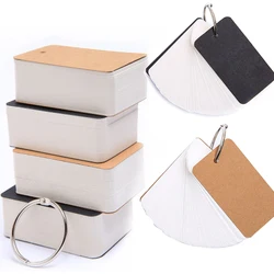 100 Stks/doos Handgeschreven Kaart Blocnotes Koeienhuid Kleur Woord Kaart Kawaii Memo Pad Blank Kraftpapier Leuke Ring Gesp Brief Card4x7cm