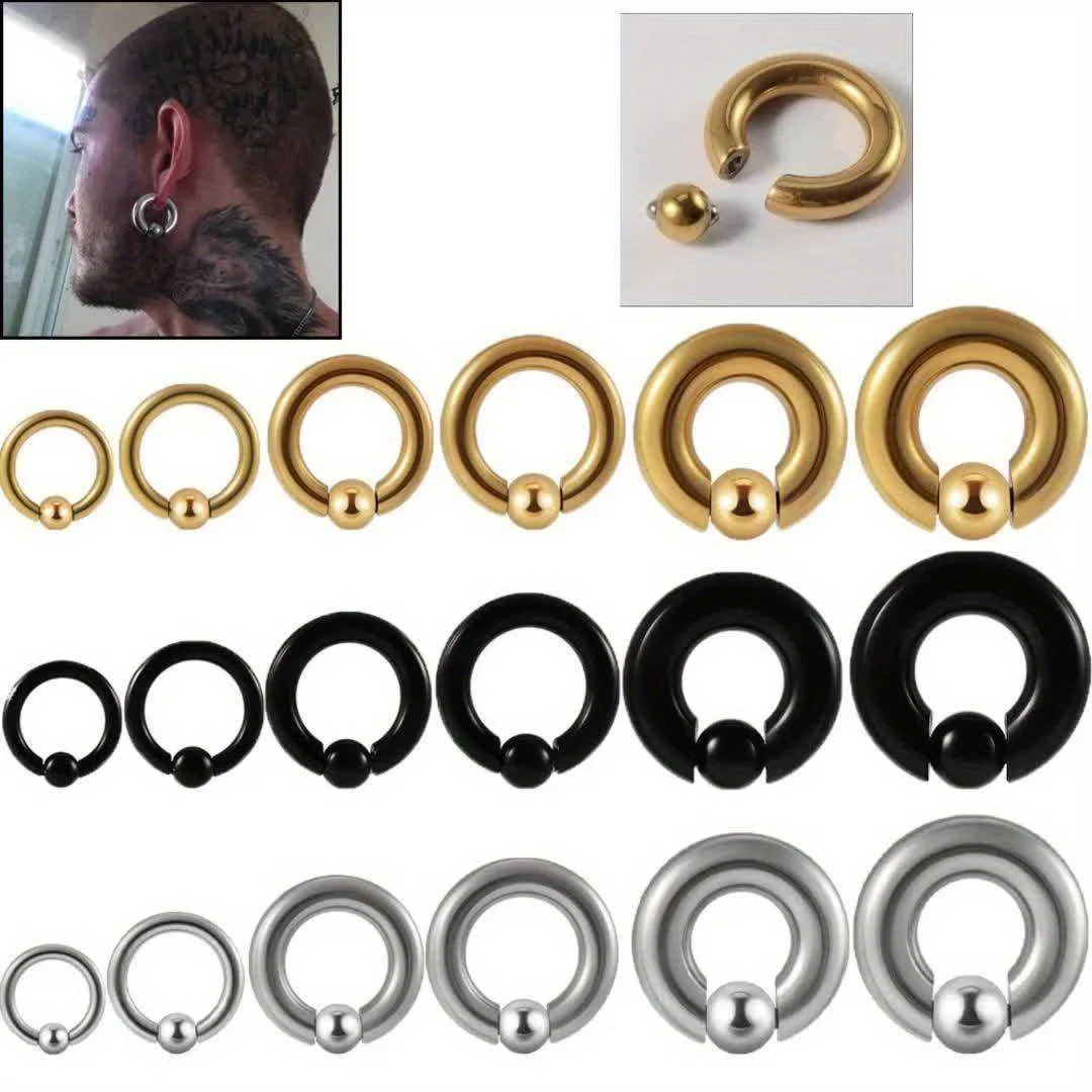 1PC Punk Stainless Steel Round Ball Multi-purpose Ring Earrings, Bcr Clip Ball Spring Ball Nose Ring