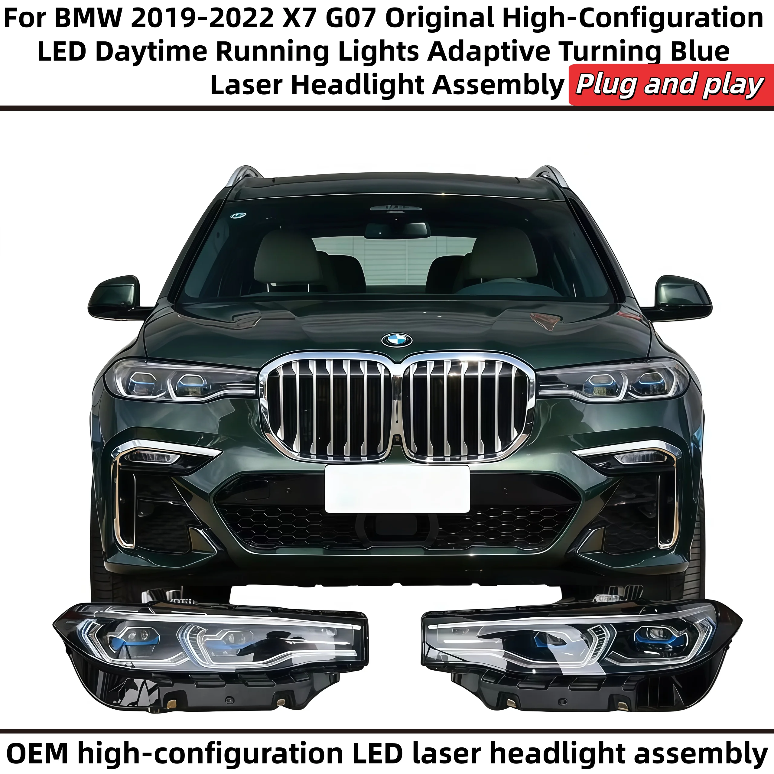 

For BMW 2019-2022 X7 G07 Original High-Configuration LED Daytime Running Lights Adaptive Turning Blue Laser Headlight Assembly