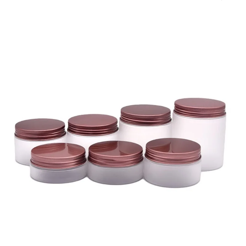 22Pcs Frost Cosmetic Jar Empty Plastic Cream Pot Bronze Aluminum Lid Container Wide Mouth Bottle 50G 80G100G 120G 150G 200G 250G