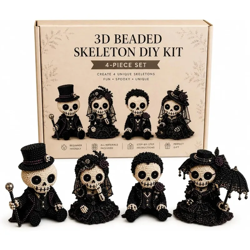 DIY Bead Craftsmanship Set 3D Material Pack Bead Embroidery Kit Beginner's Handmade Pirates Egyptian Pharaoh Skeleton Craft Gift