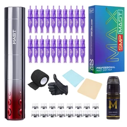 Mast Wireless Rotary Tattoo Machine 3.0mm Stroke Pen Kit with 20pcs Permanent Smp Cartridges 1 Bottle Ink Tattoo Beginner Set