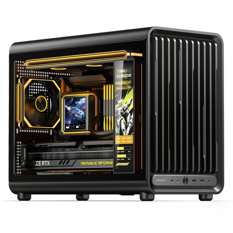 JONSBO D33 Computer Case Gaming Compact Desktop support 360 Water Cooling Glass Side Panel Support for Back-mounted Motherboard