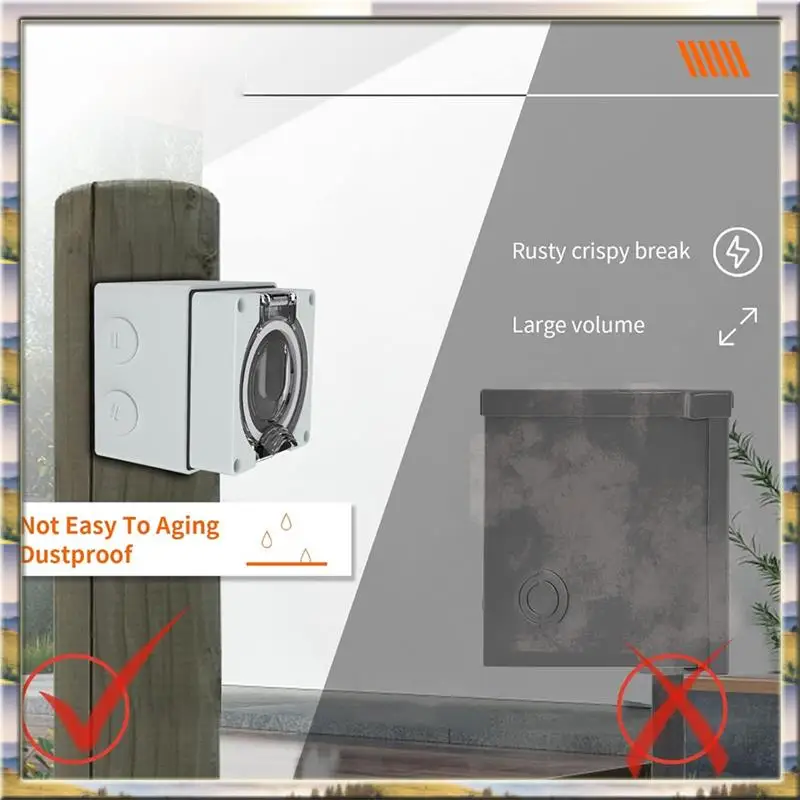 AA46 HOT-50Amp Outdoor Power Outlet Box, NEMA 14-50R 125/250Volt Receptacle For Electric Vehicles, Dustproof And Weatherproof