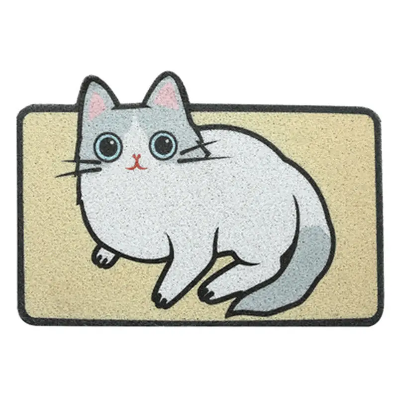 Cat Cartoon Sand Scraping Dust Door Welcome Mat Hallway Bath Non-slip Rug Dust Removal Carpet Wire Loop Footpad Doormat