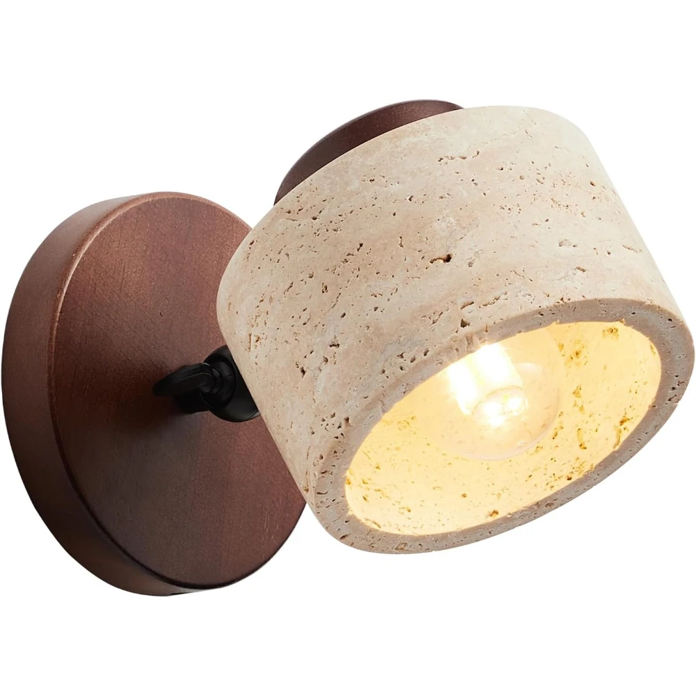 Japanese Style Yellow Cave Stone Corridor Entrance Wall Lamp Medieval Vintage Rotatable Surface Mounted Spotlight