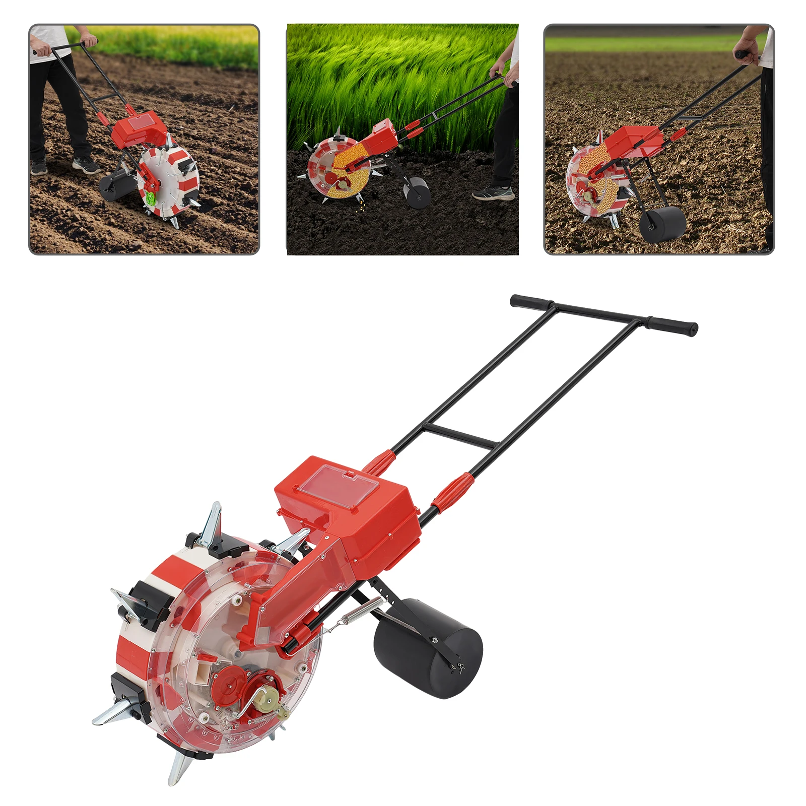 Seed Spreader for Efficient Planting, 7 Nozzles Manual Seeding Machine Seeder Planter Hand Push Seeder Garden Seeder