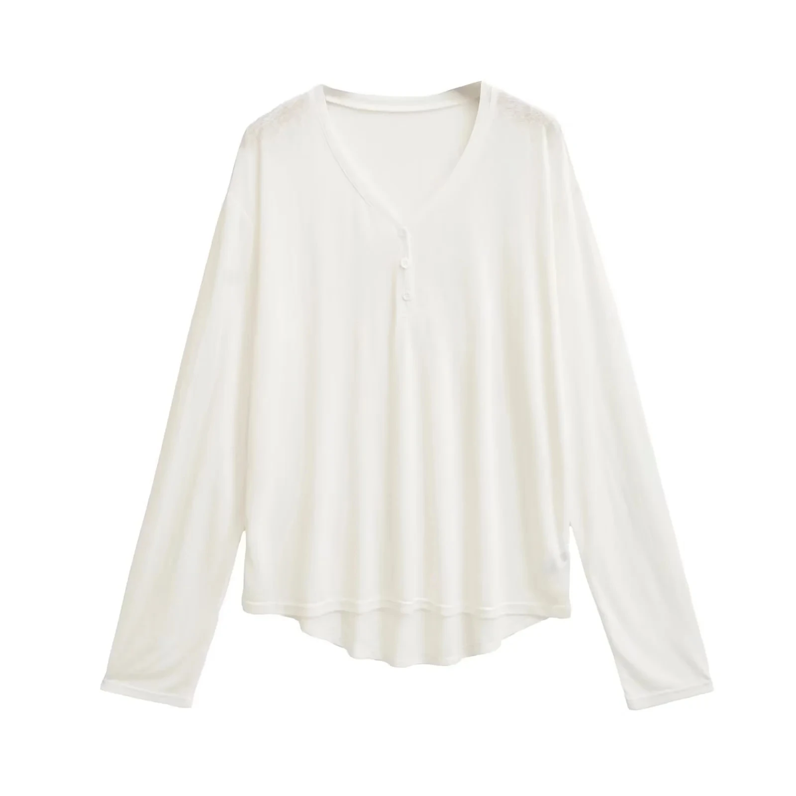 السيدات فضفاضة تناسب طويلة Sve V-Ne تي شيرت الجاز الرقص الأعلى الخريف جديد Sle التخسيس قاعدة irt تخفيف Sle لون نقي