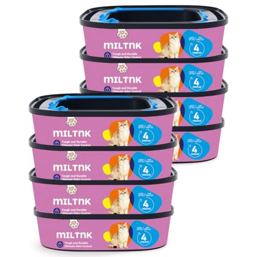 

8 Pack Cat Litter Refills Bags Cat Litter Refill Bags Cartridge 184 Total Feet Lasts Up To 32 Months Multi-Layer Lock Odor Cont