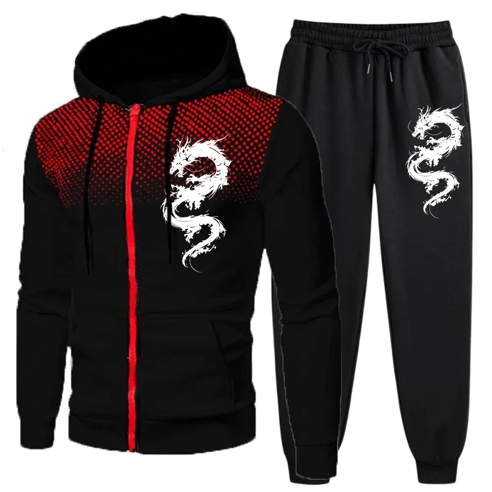 Felpe con cerniera da uomo versatili di qualità Moda Autunno Inverno Felpe con cappuccio da uomo Pantaloni da jogging all'aperto Tuta comoda quotidiana