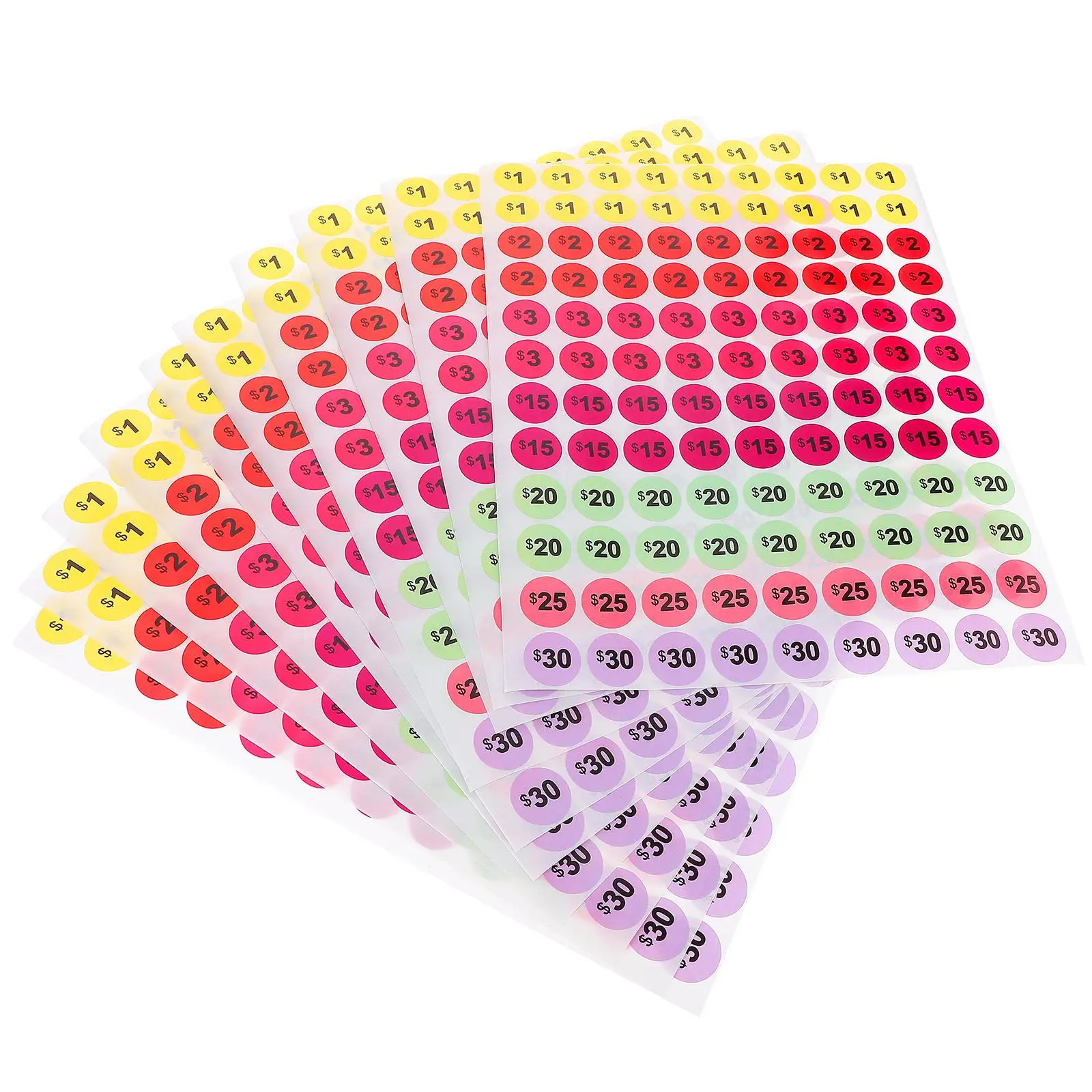 

10 Sheets 2cm Round Colorful Price Tag Stickers Self Adhesive Labels for Business Supermarket Retail Store Pricing Folder