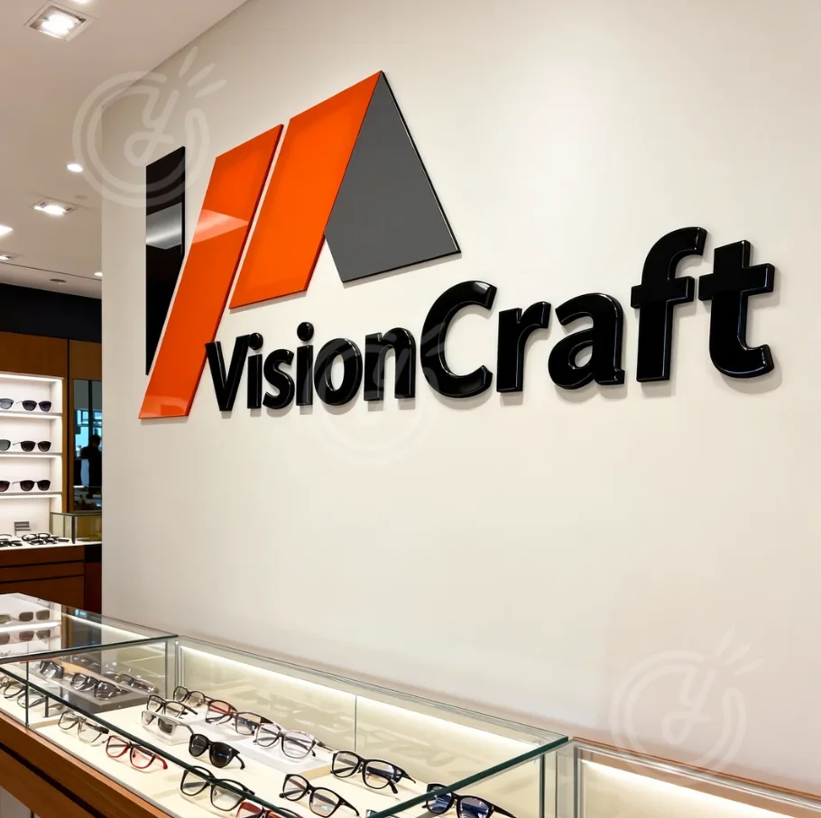 

Изготовленный на заказ акриловый логотип, персонализированный бизнес-рекламный логотип, настенный знак, индивидуальный 3D-логотип для VisionCraft, акриловая вывеска, письмо
