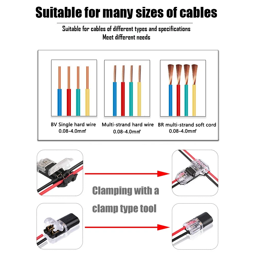 5/10 Stück 2-poliger steckbarer Drahtverbinder, Schnellverbinder für elektrische Kabel, Crimpklemmen für Drähte, Verkabelung, 8–22 AWG, LED-Autoanschlüsse
