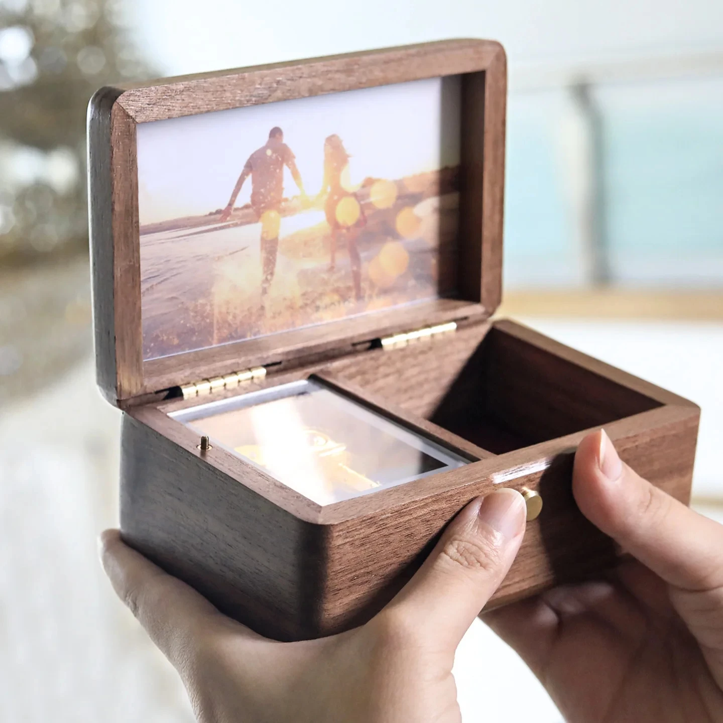 Ever Bright Custom DIY Photo Print Wood Jewelry Music Box Sankyo Movement for Christmas Valentine's Birthday Gift