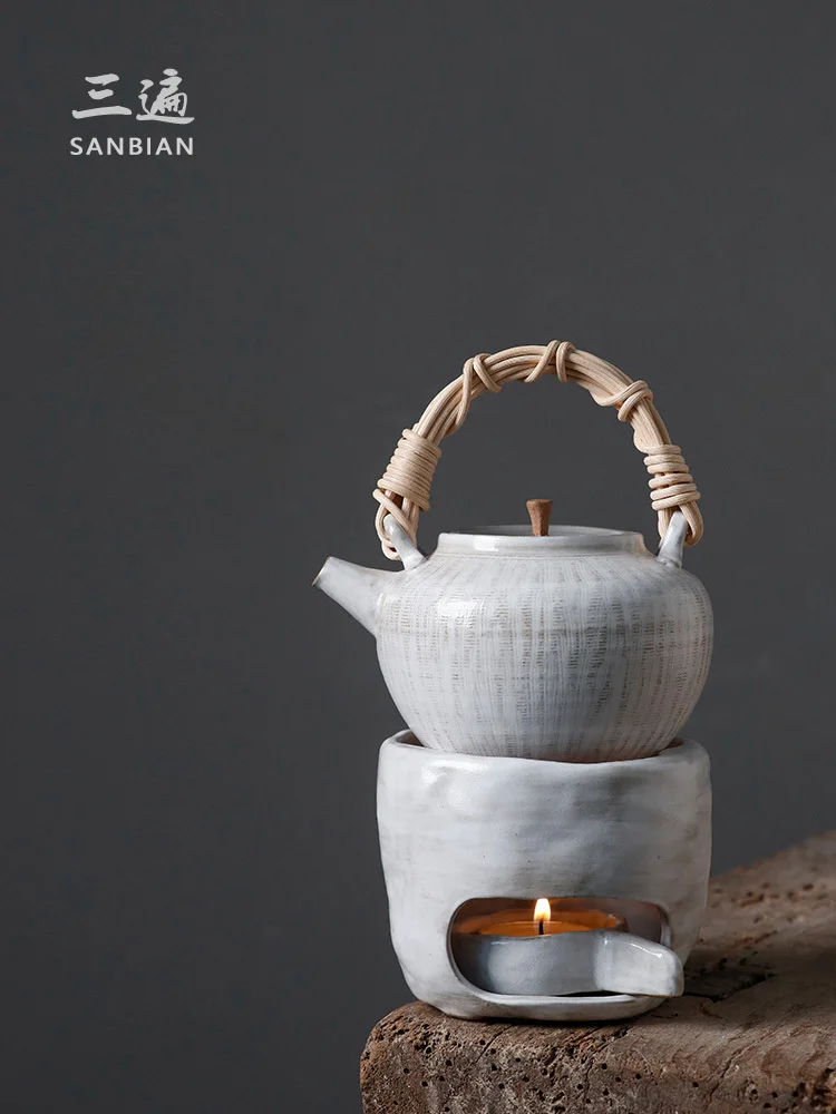 Shibasaki Wabi Sabi Wind Powder Coarse Pottery Teapot Japanese Home Handmade Ceramic Kung Fu Tea Set Lifting Beam