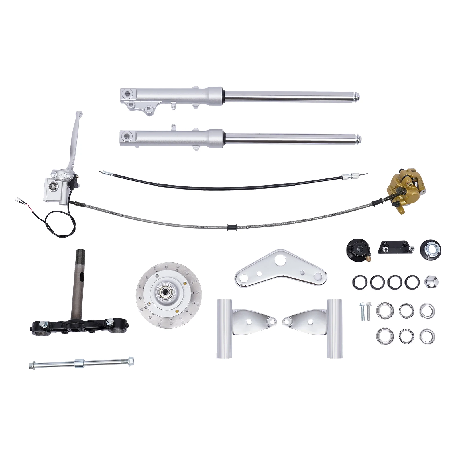 Z50 Monkey Motorcycle Front Fork Kit Complete Fork with Brake Caliper and Disc Set Durable Aluminum Iron Fork Assembly