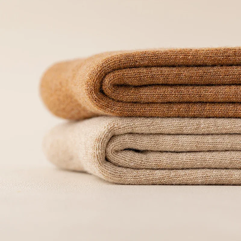 Chaussettes Hautes en Coton Thermique pour Femme, Bas Longs Chauds, Fibre Éponge, Solide, Respirant, Épais, Décontracté, Hiver, Harajuku