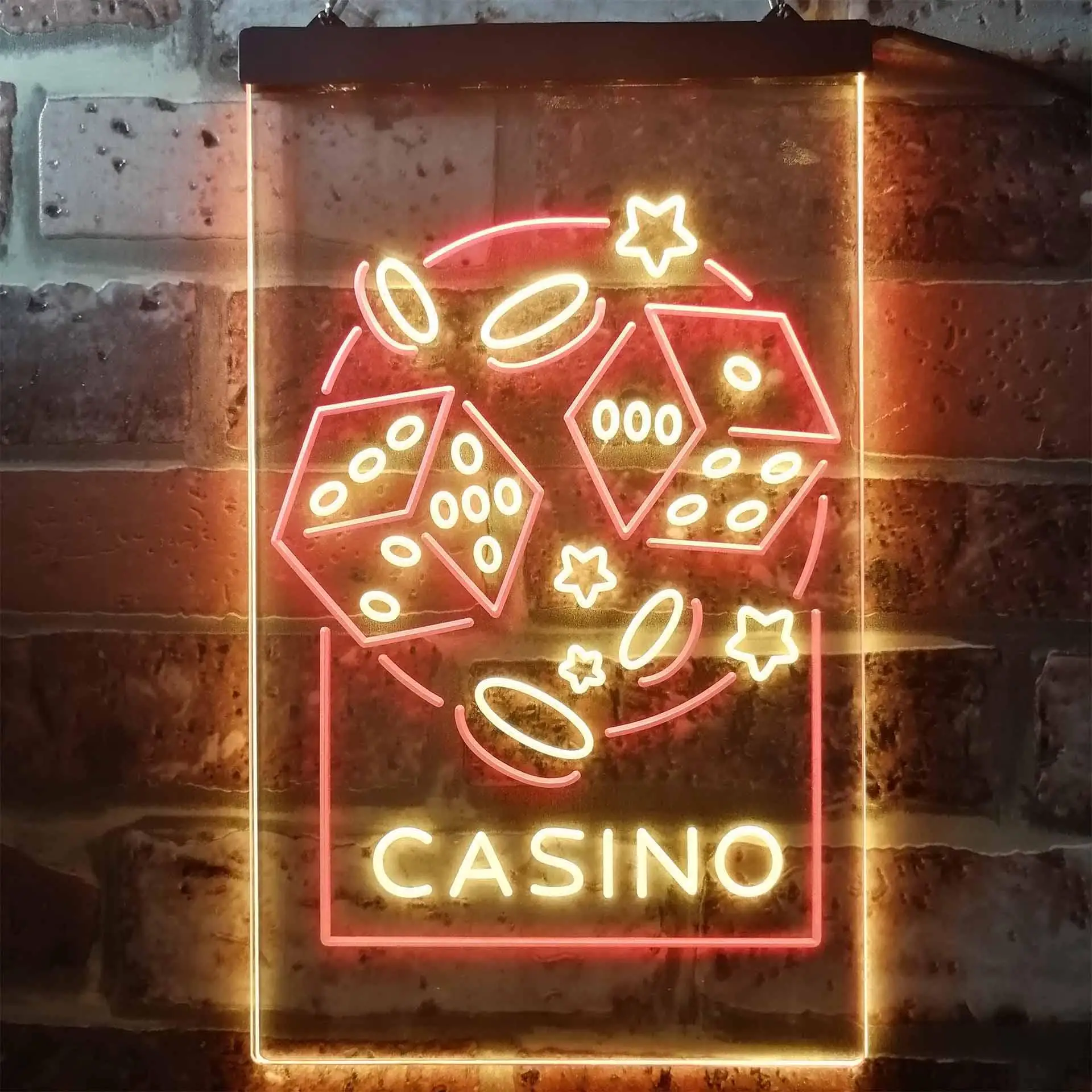 Casino Dice Dual Color Led Neon Sign st6-i2785